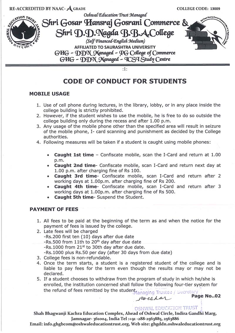 Code Of Conduct Page 1